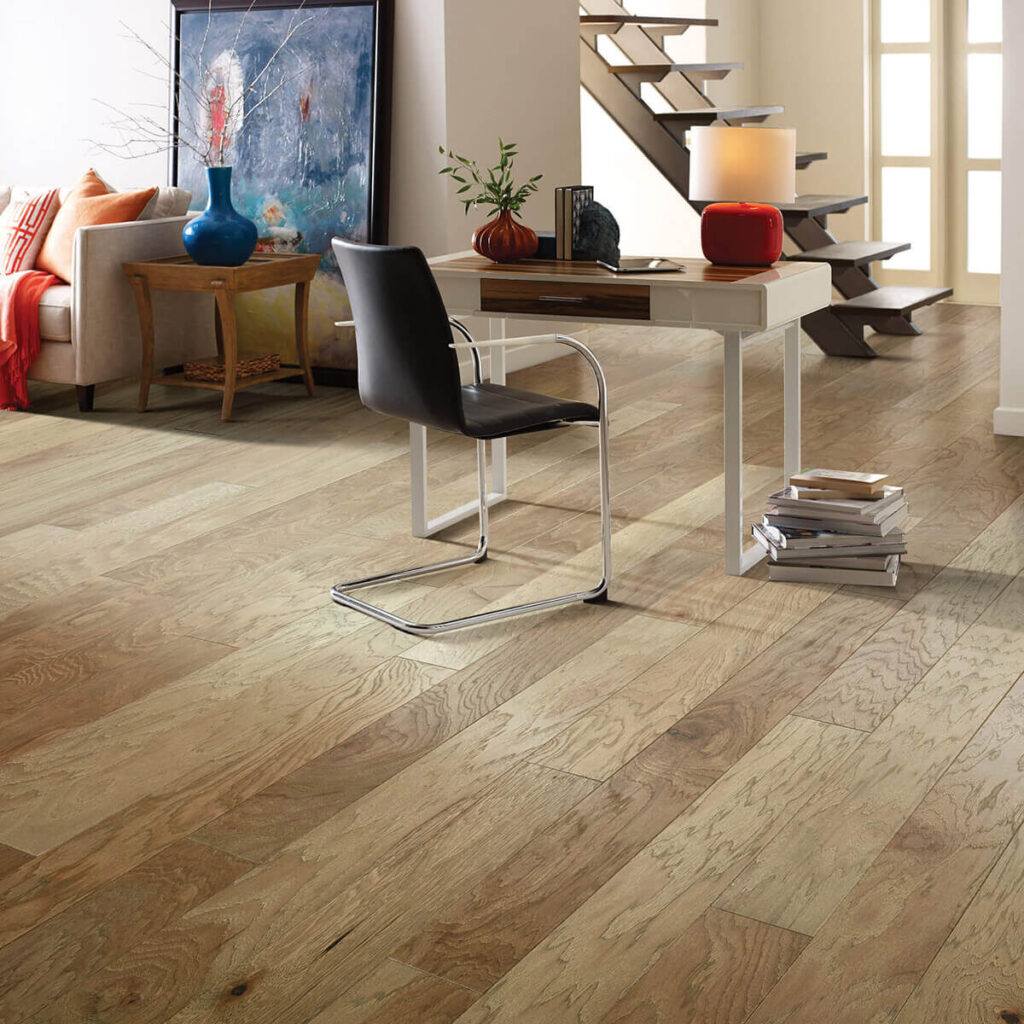 Light brown hardwood floor in home office